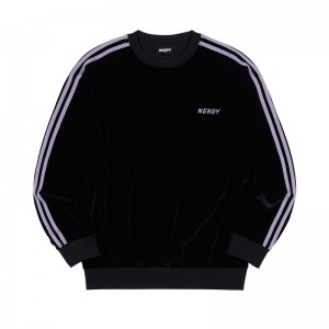 Black Nerdy NY Velvet Sweatshirts | USA124NWI