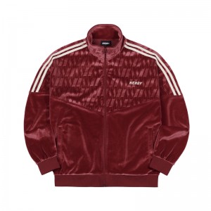 Burgundy Nerdy DNA Monogram Block Velvet Track Top | USA107ILK