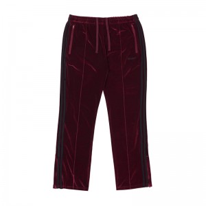 Burgundy Nerdy Velvet Track Pants | USA117KOQ