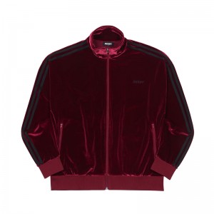 Burgundy Nerdy Velvet Track Top | USA104TCG