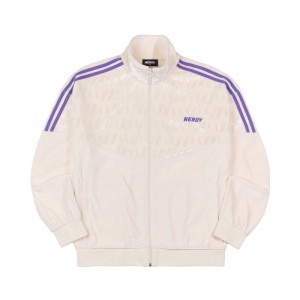 Cream Nerdy DNA Monogram Block Velvet Track Top | USA109PJZ