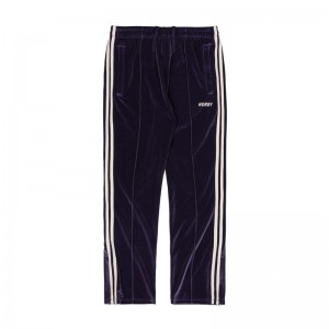 Purple Nerdy Velvet Track Pants | USA118LIW